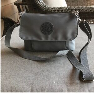 Kipling Grey Nylon Flap Crossbody Bag Small Messenger Shoulder Bag